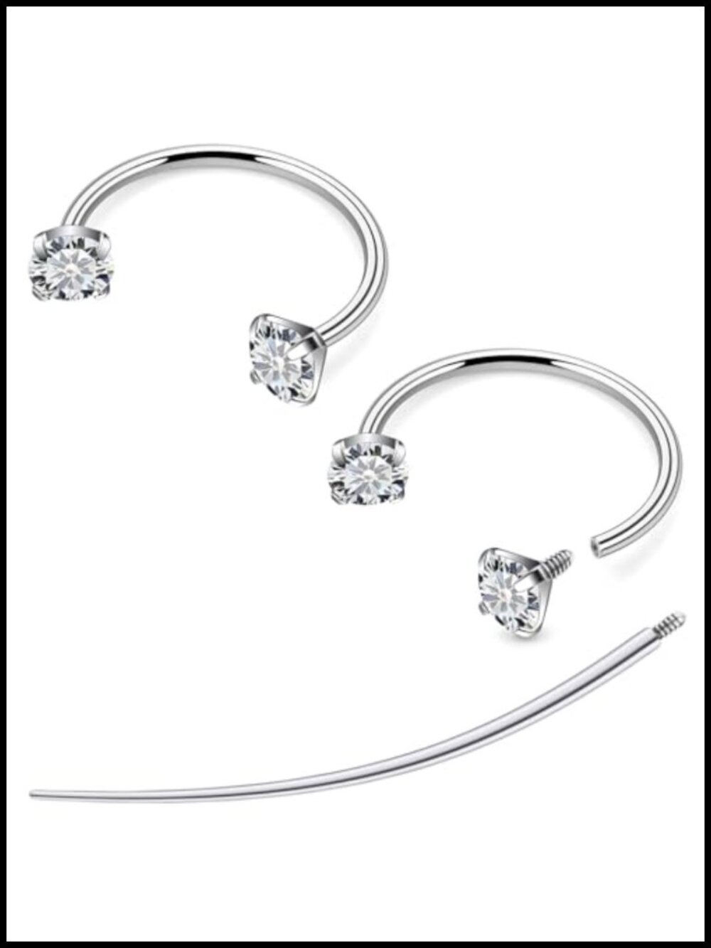 Titanium CZ Horseshoe Nose Ear Septum Lip Rings Piercing Jewelry